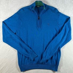 Bobby Jones Size Medium Classic Navy Quarter Zip Cotton Golf Sweater Fall EUC